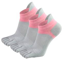 Alileo Zehensocken Damen Fünf Finger Socken Baumwolle, Sneaker Socken Bunte mit Zehen für Sport Laufende Freizeit, EU 35-40, 3 Paare von Alileo