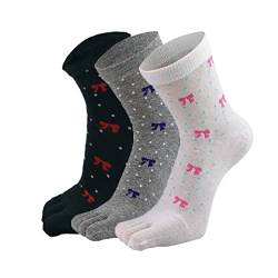 Alileo Zehensocken Damen Fünf Finger Socken Baumwolle, Sneaker Socken Bunte mit Zehen für Sport Laufende Freizeit, EU 35-40, 3 Paare von Alileo