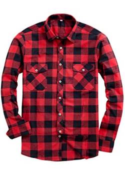 Alimens & Gentle Herren Ali & Gentle Button Down Regular Fit Langarm kariertes Flanell Damen-Shirts X-Large / Hoch rot von Alimens & Gentle