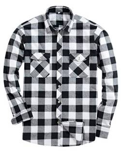 Alimens & Gentle Herren Ali & Gentle Button Down Regular Fit Langarm kariertes Flanell Damen-Shirts XX-Large Weiß von Alimens & Gentle