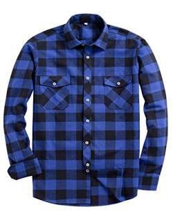 Alimens & Gentle Herren Button Down Regular Fit Langarm Plaid Flanell Freizeithemden, blau, X-Large Hoch von Alimens & Gentle