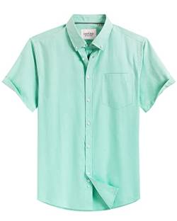 Alimens & Gentle Herren Kurzarm Oxford Hemd Regular Fit Button Down Kragen Shirts mit Tasche, S-grün, Klein von Alimens & Gentle
