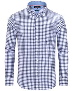 Alimens & Gentle Herren Plaid Button Down Shirts Baumwolle Langarm Kleid Shirts Regular Fit Gingham Shirts, Blau, Gingham, 6X-Groß von Alimens & Gentle