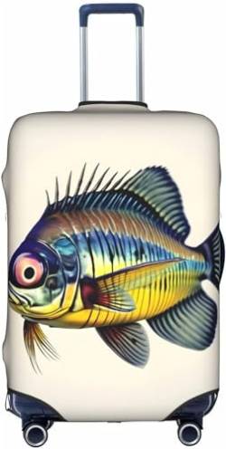 Aliment Fly Yellow Fish doppelseitig bedruckter Gepäckkofferbezug, kratzfest, elastischer Schutz, 45,7 cm, 61 cm, 71,1 cm, 71,1 cm, 81,3 cm, weiß, L von Aliment