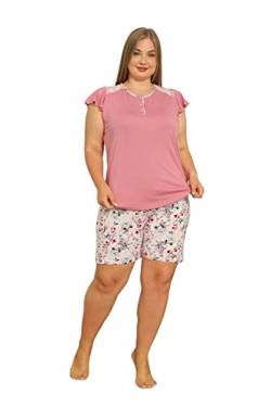 Alimer 2590 Schlafanzug Damen Kurz große Größen Hausanzug Pyjama Set Plus Size Sleepwear (XL, Dunkelrosa (Short 2590)) von Alimer