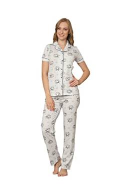Alimer Damen Kurzarm-Pyjama Schlafanzug Baumwolle Pyjama Set (XXL, Hellblau (2525)) von Alimer