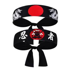 Alipis 2 Stück Japanischer Sushi-Koch-Hachimaki-Karate-Stirnband Sushi-Koch-Bandana Zum Anbinden Kostüm Kopfbedeckung Drachenhaarreifen Für Karate Halloween Sushi-Stil B von Alipis