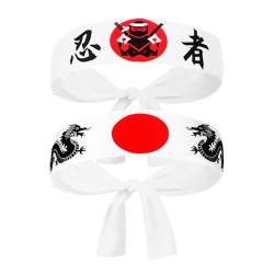 Alipis 2 Stück Japanischer Sushi-Koch-Hachimaki-Karate-Stirnband Sushi-Koch-Bandana Zum Binden Kostüm Kopfbedeckung Drachenhaarreifen Für Karate Halloween Sushi-Stil von Alipis