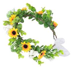 Sonnenblumengirlanden-Kopfschmuck the hallow halloween künstliche Blumenkrone Brautblumenkrone Stirnband Haarbänder Dekorationen für Blumenpartys Blumenkronen-Kit Fee Kranz Blüte von Alipis