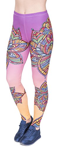 Alive wise Damen-Leggings, digitaler Druck, Cosmic Galaxy, Stretch, Mode-Leggings, Stoff-Upgrade, Mandala Blumen Rose, One size von Alive