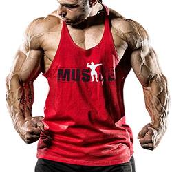 Alivebody Herren Bodybuilding Tank Top Strap Fitness Stringer Achselshirts Rot M von Alivebody