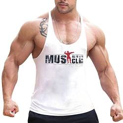 Alivebody Herren Bodybuilding Tank Top Strap Fitness Stringer Achselshirts Weiß M von Alivebody