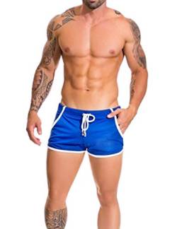 Alivebody Herren Gittergewebe Sportlich Kurze Hose zum Laufen Trainieren Schwimmen Fitness Hosen Color Blue Size M von Alivebody