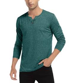 Alivebody Herren Henley Langarmshirt Casual Slim Fit mit Knopfleiste Grandad-Ausschnitt T-Shirt von Alivebody