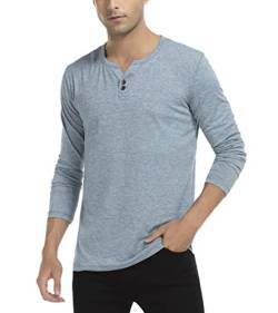 Alivebody Herren Henley Langarmshirt Casual Slim Fit mit Knopfleiste Grandad-Ausschnitt T-Shirt von Alivebody