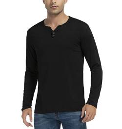 Alivebody Herren Henley Langarmshirt Casual Slim Fit mit Knopfleiste Grandad-Ausschnitt T-Shirt von Alivebody