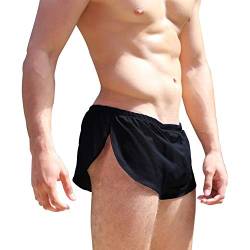 Alivebody Herren Sexy Mesh Kurze Hose mit Teilt Seiten Lounge Shorts Unterwäsche Boxershorts Schwarz XL von Alivebody