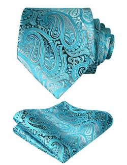 Alizeal Gradient Paisley Floral Krawatte mit Einstecktuch Set-Türkis von Alizeal