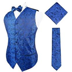 Alizeal Herren Classic 4pc Paisley Jacquard Weste Anzug Weste Set, Königsblau-XL von Alizeal