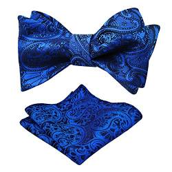 Alizeal Herren Paisley Jacquard Smoking Selbst Fliege mit Einstecktuch Set für Hochzeitsfeier, Royal Blau von Alizeal