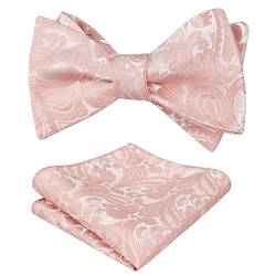 Alizeal Herren Retro Paisley Selbst Fliege und Taschentuch Set, Blush Pink von Alizeal