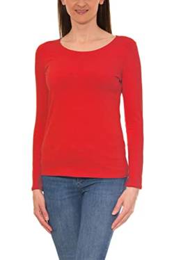 Alkato Damen Langarm Shirt mit O-Ausschnitt, Farbe: Rot, Größe: M von Alkato