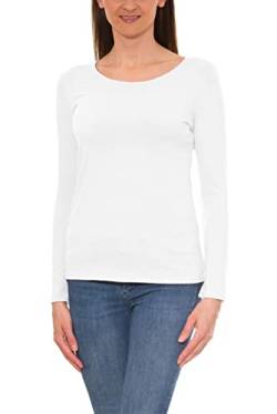 Alkato Damen Langarm Shirt mit O-Ausschnitt, Farbe: Weiß, Größe: XXL von Alkato