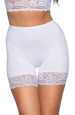 Alkato Damen Longpants mit Spitze Unterhose mit Bein Miederpants Rock Boxershorts, Farbe: Weiß, Größe: XL von Alkato