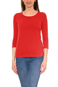 Alkato Damen Shirt 3/4 Arm mit Rundhals, Farbe: Rot, Größe: XL von Alkato