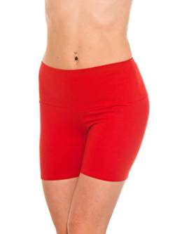 Alkato Damen Sport Shorts mit Hohem Bund Hotpants Radlerhose Long Shorts, Farbe: Long Shorts Rot, Größe: 40 von Alkato