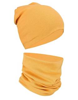 Alkato Unisex Beanie Mütze und Schal Set Uni, Farbe: Senfgelb, Größe: Einheitsgröße von Alkato