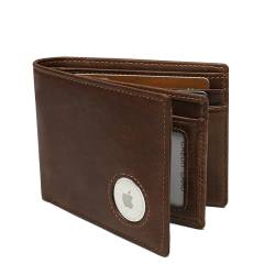 Alkenred Airtag Wallet Smart Slim Leder Bifold Wallets für Herren Kleiner Kartenhalter RFID-blockierend (Air Tag nicht im Lieferumfang enthalten), Braun 1 von Alkenred