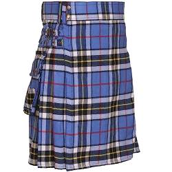 All Kilts Sports Thompson Dress Blue 16oz Herren 3 Pocket Tartan Utility Kilt (Thompson Dress Blue, 36'') von All Kilts Sports