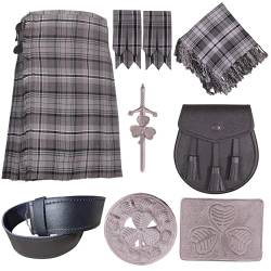 Kilt-Outfit-Angebot für Herren - 8 Artikel im Kilt-Angebot I Kilts (38, Hamilton Grey) von All Kilts Sports