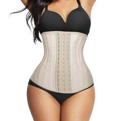 All Shapes of Beauty Korsett Damen - Formendes Corset - Corsage Top - Corsett für eine sexy Silhouette - schwarzer Waist Trainer für eine schlanke Taille - Shape-wear (25 Stahlstäbe, Beige, L) von All Shapes of Beauty