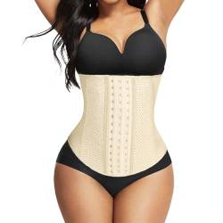 Korsett Damen - Formendes Corset - Corsage Top - Corsett für eine sexy Silhouette - schwarzer Waist Trainer für eine schlanke Taille - Shape-wear (9 Stahlstäbe - Atmungsaktiv, Beige, XXL) von All Shapes of Beauty