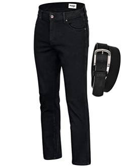 Wrangler Texas Stretch Herren Jeans Regular Fit inkl. Gürtel (W44/L34, Black) von All Terrain Gear by Wrangler