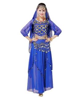 AllMonyba 4 Stück Bauchtanz Kostüm Sets Ägypten Bauchtanz Kostüm Sari Indische Kleidung Frauen Bollywood Indischer Bauchtanz Anzug von AllMonyba