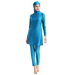 AllMonyba Frauen Muslim Modest Bademode 3 Stück Set Islamische Arabische Einfarbige Badeanzug Beachwear Burkini mit Badekappe von AllMonyba