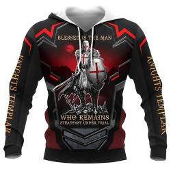 AllMonyba Herren Tempelritter Kreuzritter Muster Hoodie 3D Digital gedruckt Mode Plus Größe Sweatshirt mit Kapuze Pullover von AllMonyba