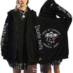 AllMonyba Japanischer Anime Death Note Reißverschluss Hoodie Kawaii Harajuku Manga Graphic Zip Up Mantel Sweatshirt von AllMonyba