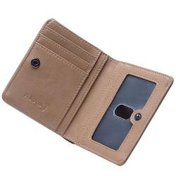Alldaily Damen RFID-blockierende kleine kompakte Bifold Pocket Wallet Damen Mini Geldbörse mit Ausweisfenster, Beige, Rfid Kleine Geldbörse von Alldaily