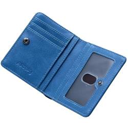 Alldaily Damen RFID-blockierende kleine kompakte Bifold Pocket Wallet Damen Mini Geldbörse mit Ausweisfenster, Blau, Rfid Kleine Geldbörse von Alldaily