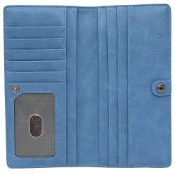 Alldaily Ultradünne Damen-Geldbörse, RFID-blockierend, Kreditkartenhalter, faltbar, lang, für Damen, Blau von Alldaily