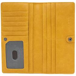Alldaily Ultradünne Damen-Geldbörse, RFID-blockierend, Kreditkartenhalter, faltbar, lang, für Damen, gelb von Alldaily