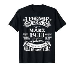 Legenden Wurden Im März 1933 Geboren 91. Geburtstag T-Shirt von Alle Geburtstags-T-Stück
