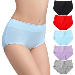 Alleen Damen Baumwolle Unterhosen Super Atmungsaktive Einfarbig Nahtlose Panties, 5er Pack (L, Mehrfarbig) von Alleen