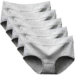 Alleen Damen Baumwolle Unterhosen Super Atmungsaktive Einfarbig Nahtlose Panties, 5er Pack (XL, Grau) von Alleen