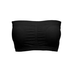 Alleen Damen Trägerlos Gepolster BH Atmungsaktiv Stretch Bra Ohne Bügel Nahtlos Bandeau (L, Schwarz) von Alleen