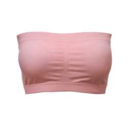 Alleen Damen Trägerlos Gepolster BH Atmungsaktiv Stretch Bra Ohne Bügel Nahtlos Bandeau (Rosa, M) von Alleen